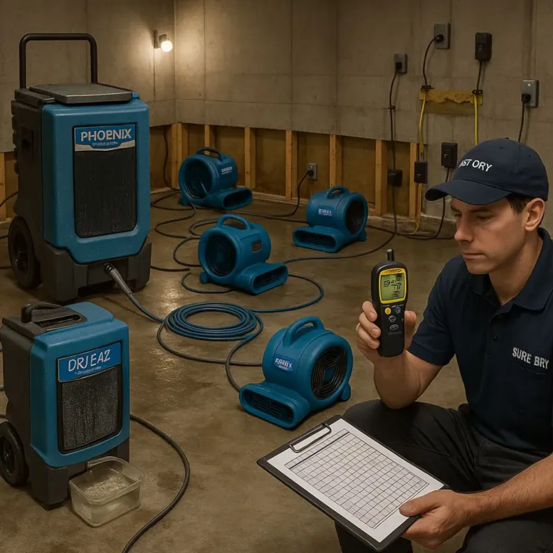 Structural Drying and Dehumidification process in Falls County, TX